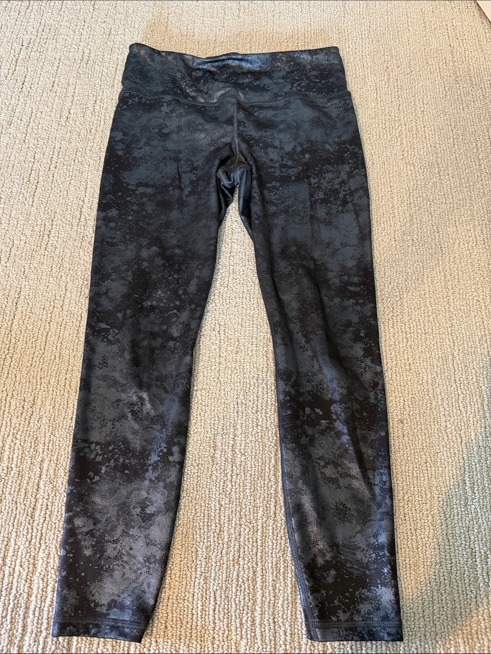 Athleta Black Textured High-Rise Elation Misty Lace Tight Leggings